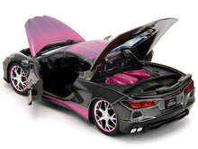 Load image into Gallery viewer, 2020 Chevrolet Corvette Stingray Gray Metallic with Pink Carbon Hood and Top &quot;Pink Slips&quot; Series 1/24 Diecast Model Car by Jada Jada
