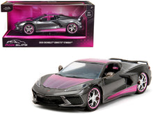 Load image into Gallery viewer, 2020 Chevrolet Corvette Stingray Gray Metallic with Pink Carbon Hood and Top &quot;Pink Slips&quot; Series 1/24 Diecast Model Car by Jada Jada
