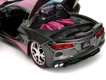 Load image into Gallery viewer, 2020 Chevrolet Corvette Stingray Gray Metallic with Pink Carbon Hood and Top &quot;Pink Slips&quot; Series 1/24 Diecast Model Car by Jada Jada
