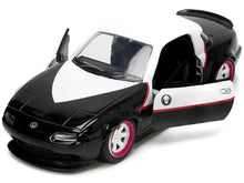 Load image into Gallery viewer, 1990 Mazda Miata Black and White with Graphics and Ghost Spider Diecast Figure &quot;Spider-Man&quot; &quot;Marvel&quot; Series 1/32 Diecast Model Car by Jada Jada
