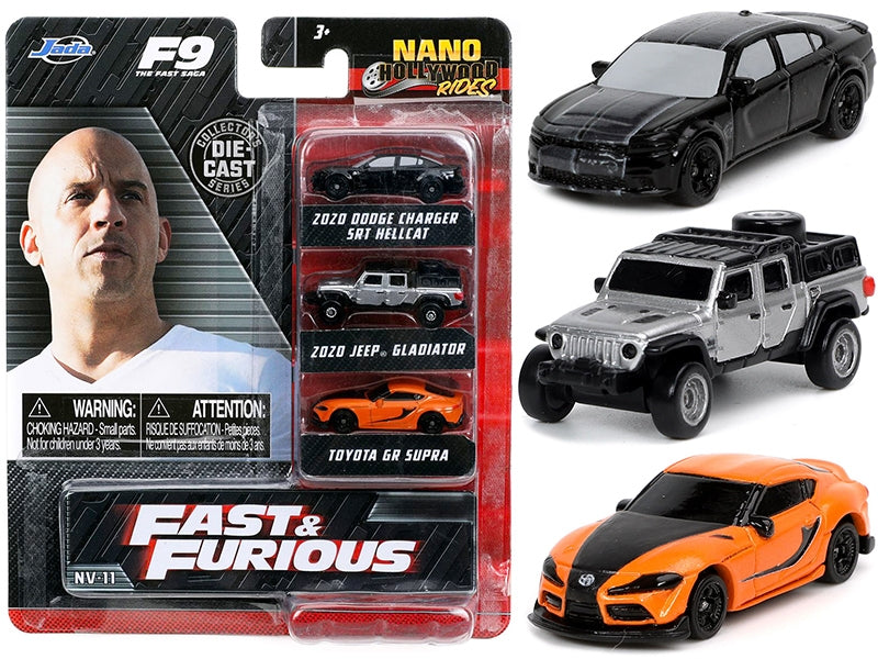 "Fast & Furious 9" (2021) Movie 3 piece Set "Nano Hollywood Rides" Series Diecast Model Cars by Jada Jada