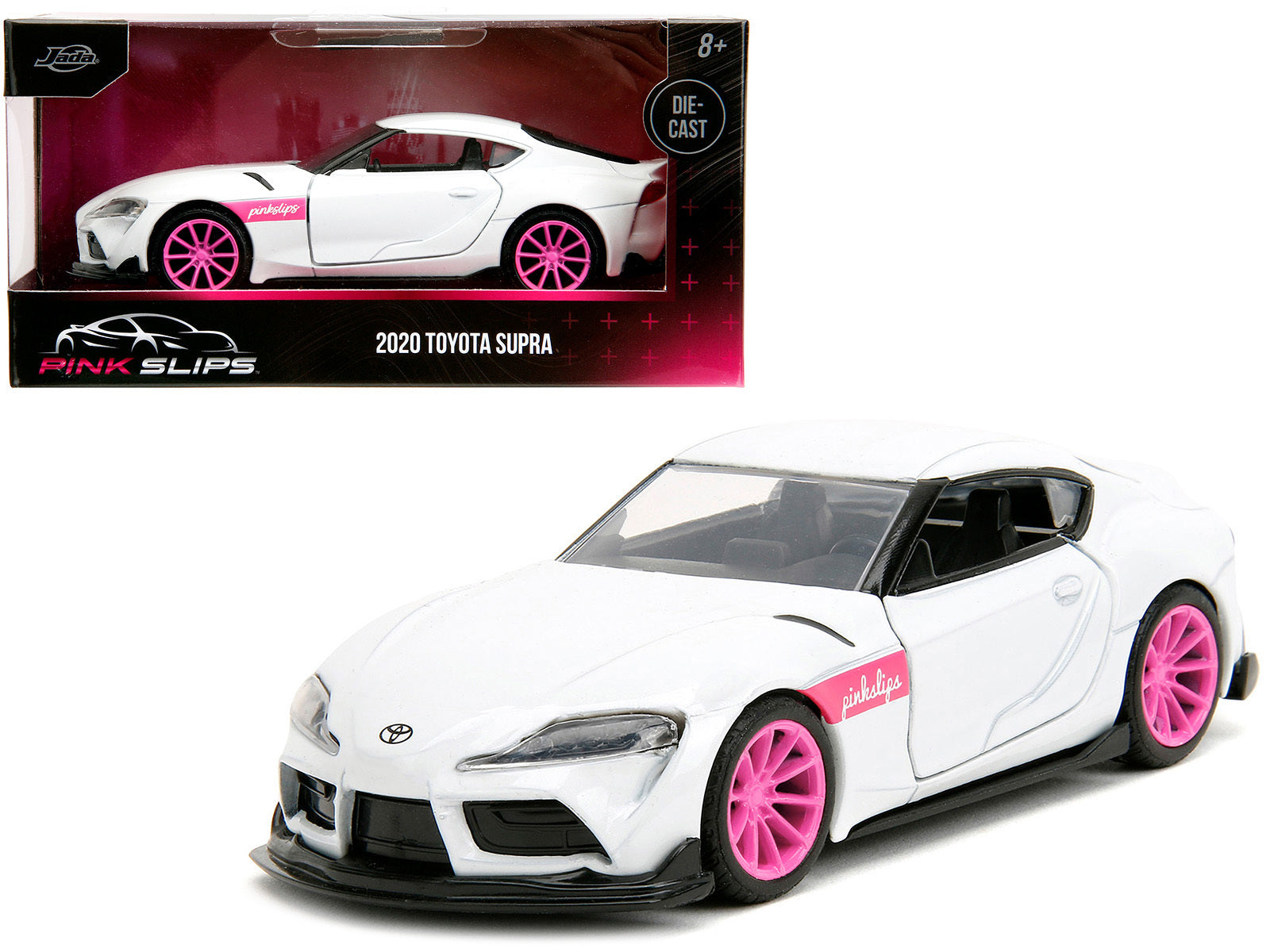 2020 Toyota Supra White Metallic with Pink Wheels "Pink Slips" Series 1/32 Diecast Model Car by Jada Jada