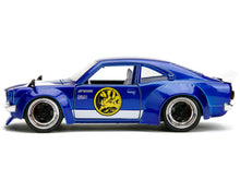 Load image into Gallery viewer, 1974 Mazda RX-3 Candy Blue with White Interior and Graphics and Blue Ranger Diecast Figure &quot;Power Rangers&quot; &quot;Hollywood Rides&quot; Series 1/24 Diecast Model Car by Jada Jada
