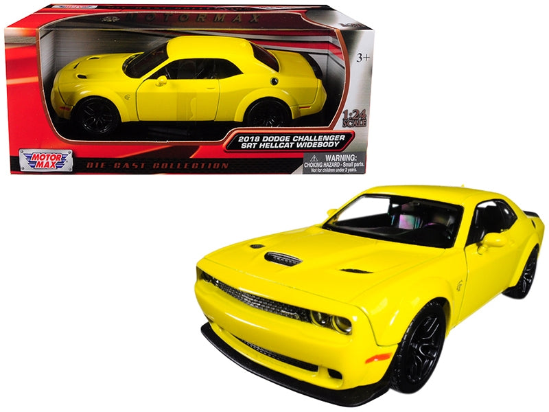 2018 Dodge Challenger SRT Hellcat Widebody Yellow 1/24 Diecast Model Car by Motormax Motormax