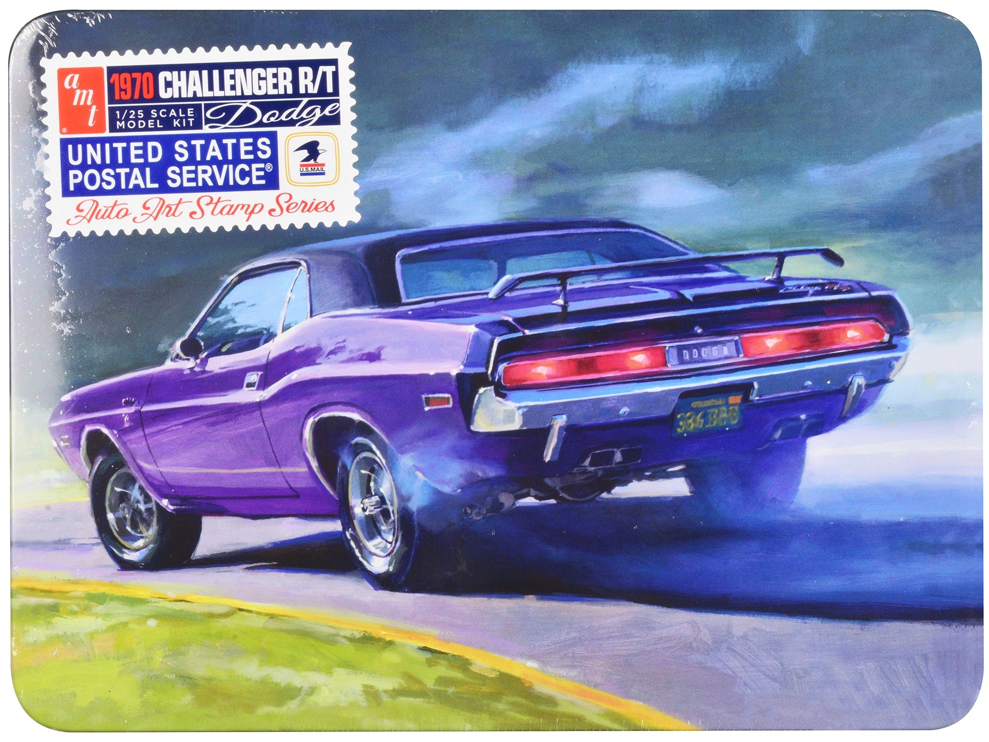 Skill 2 Model Kit 1970 Dodge Challenger R/T USPS (United States Postal Service) "Auto Art Stamp Series" 1/25 Scale Model by AMT Racing Champions