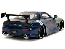 Load image into Gallery viewer, 1993 Mazda RX-7 Dark Blue with Green Hood and Kakashi Hatake Diecast Figure &quot;Naruto Shippuden&quot; (2009-2017) TV Series &quot;Anime Hollywood Rides&quot; Series 1/24 Diecast Model Car by Jada Jada
