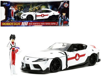 2020 Toyota Supra White and Rick Hunter Diecast Figurine 