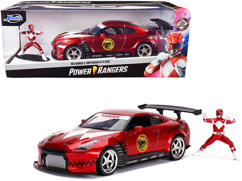 2009 Nissan GT-R (R35) Candy Red and Red Ranger Diecast Figurine "Power Rangers" 1/24 Diecast Model Car by Jada Jada