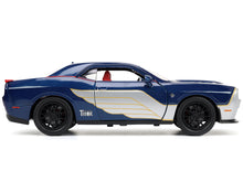 Load image into Gallery viewer, 2015 Dodge Challenger SRT Hellcat Dark Blue with Graphics and Red Interior and Thor Diecast Figure &quot;The Mighty Thor&quot; &quot;Marvel&quot; Series 1/24 Diecast Model Car by Jada Jada
