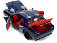 Load image into Gallery viewer, 2015 Dodge Challenger SRT Hellcat Dark Blue with Graphics and Red Interior and Thor Diecast Figure &quot;The Mighty Thor&quot; &quot;Marvel&quot; Series 1/24 Diecast Model Car by Jada Jada
