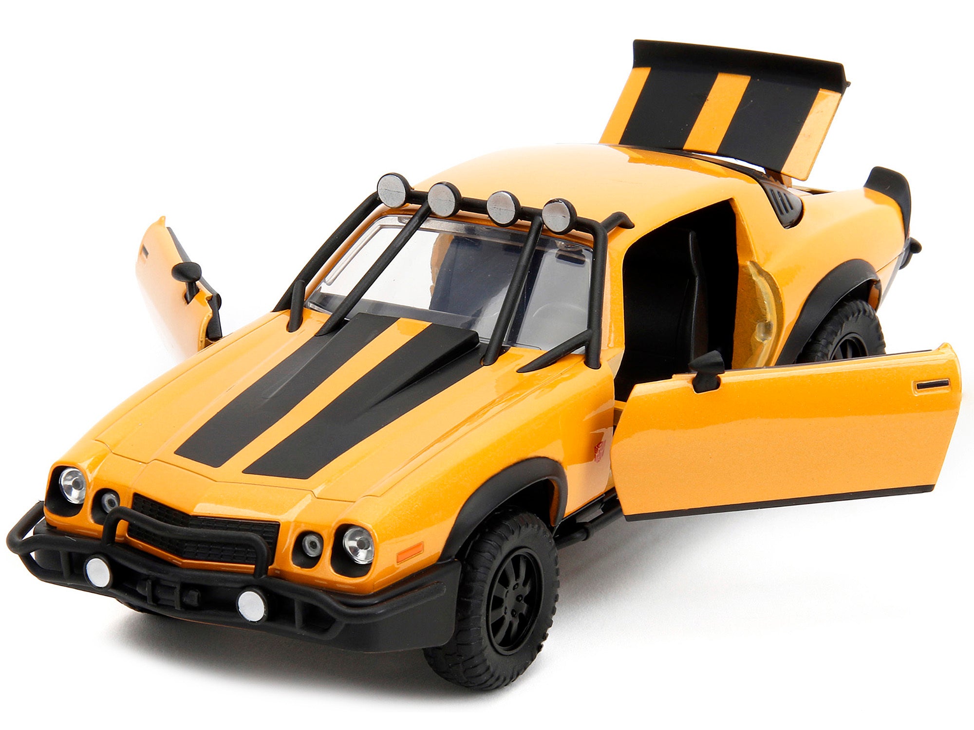 1977 Chevrolet Camaro Off-Road Version "Bumblebee" Yellow Metallic with Black Stripes and Transformers Logo Diecast Statue "Transformers: Rise of the Beasts" (2023) Movie "Hollywood Rides" Series 1/24 Diecast Model Car by Jada Jada