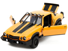 Load image into Gallery viewer, 1977 Chevrolet Camaro Off-Road Version &quot;Bumblebee&quot; Yellow Metallic with Black Stripes and Transformers Logo Diecast Statue &quot;Transformers: Rise of the Beasts&quot; (2023) Movie &quot;Hollywood Rides&quot; Series 1/24 Diecast Model Car by Jada Jada
