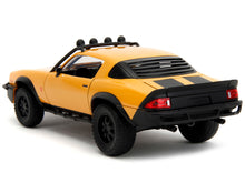 Load image into Gallery viewer, 1977 Chevrolet Camaro Off-Road Version &quot;Bumblebee&quot; Yellow Metallic with Black Stripes and Transformers Logo Diecast Statue &quot;Transformers: Rise of the Beasts&quot; (2023) Movie &quot;Hollywood Rides&quot; Series 1/24 Diecast Model Car by Jada Jada
