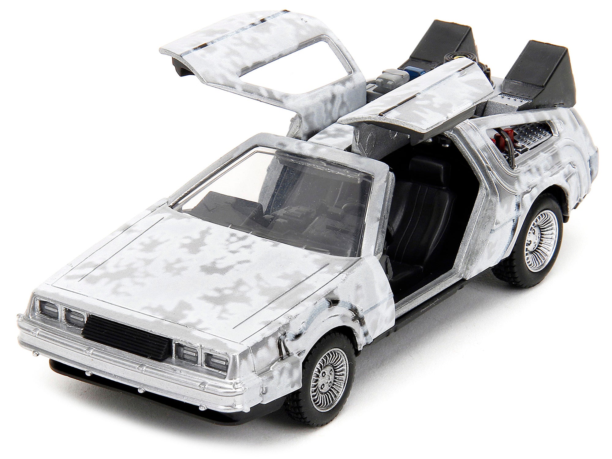 DMC DeLorean Time Machine Brushed Metal (Frost Version) "Back to the Future" (1985) Movie "Hollywood Rides" Series 1/32 Diecast Model Car by Jada Jada