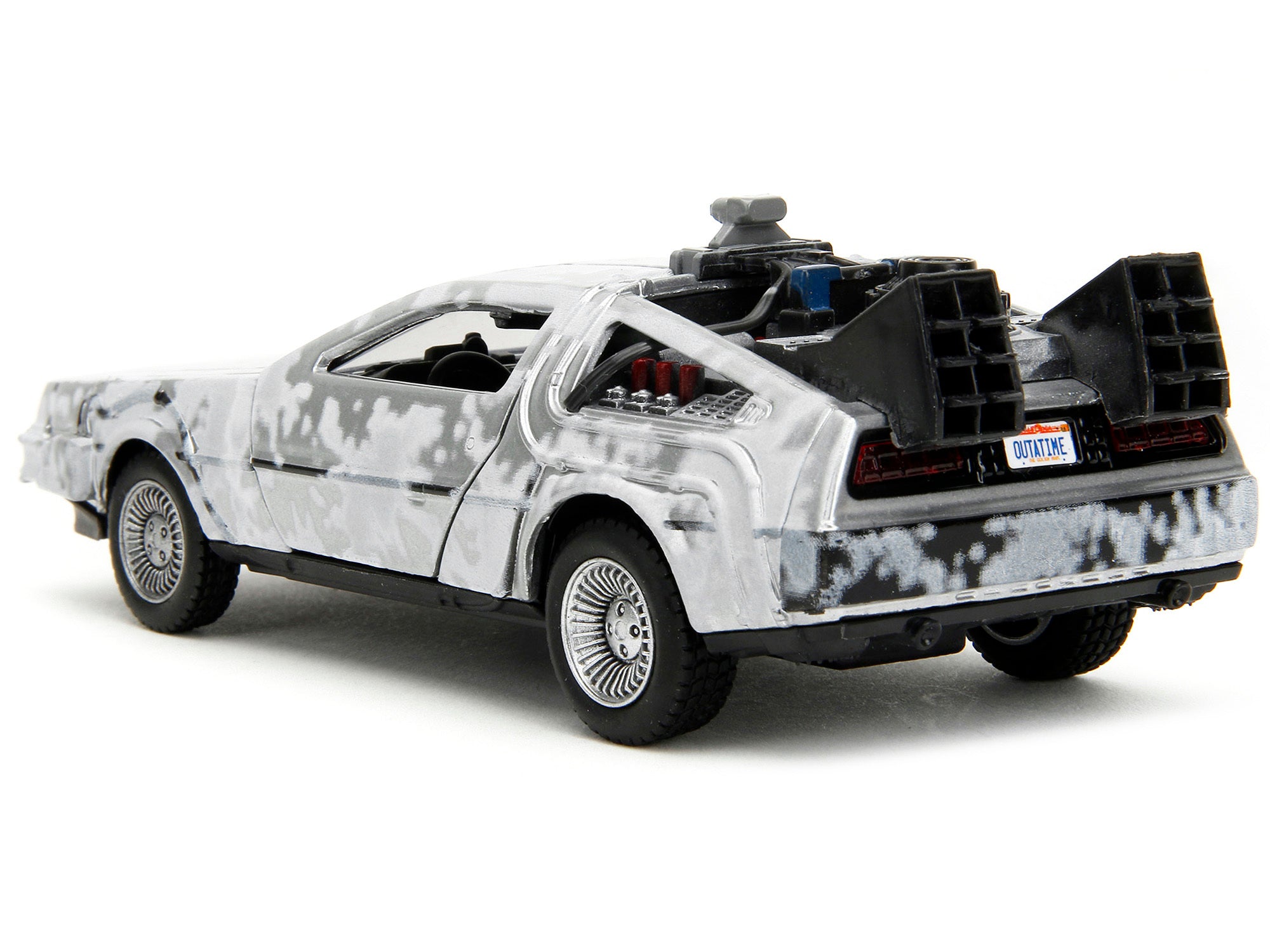 DMC DeLorean Time Machine Brushed Metal (Frost Version) "Back to the Future" (1985) Movie "Hollywood Rides" Series 1/32 Diecast Model Car by Jada Jada