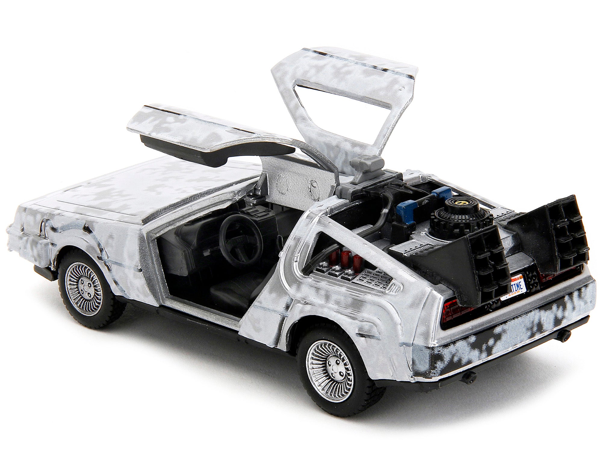 DMC DeLorean Time Machine Brushed Metal (Frost Version) "Back to the Future" (1985) Movie "Hollywood Rides" Series 1/32 Diecast Model Car by Jada Jada