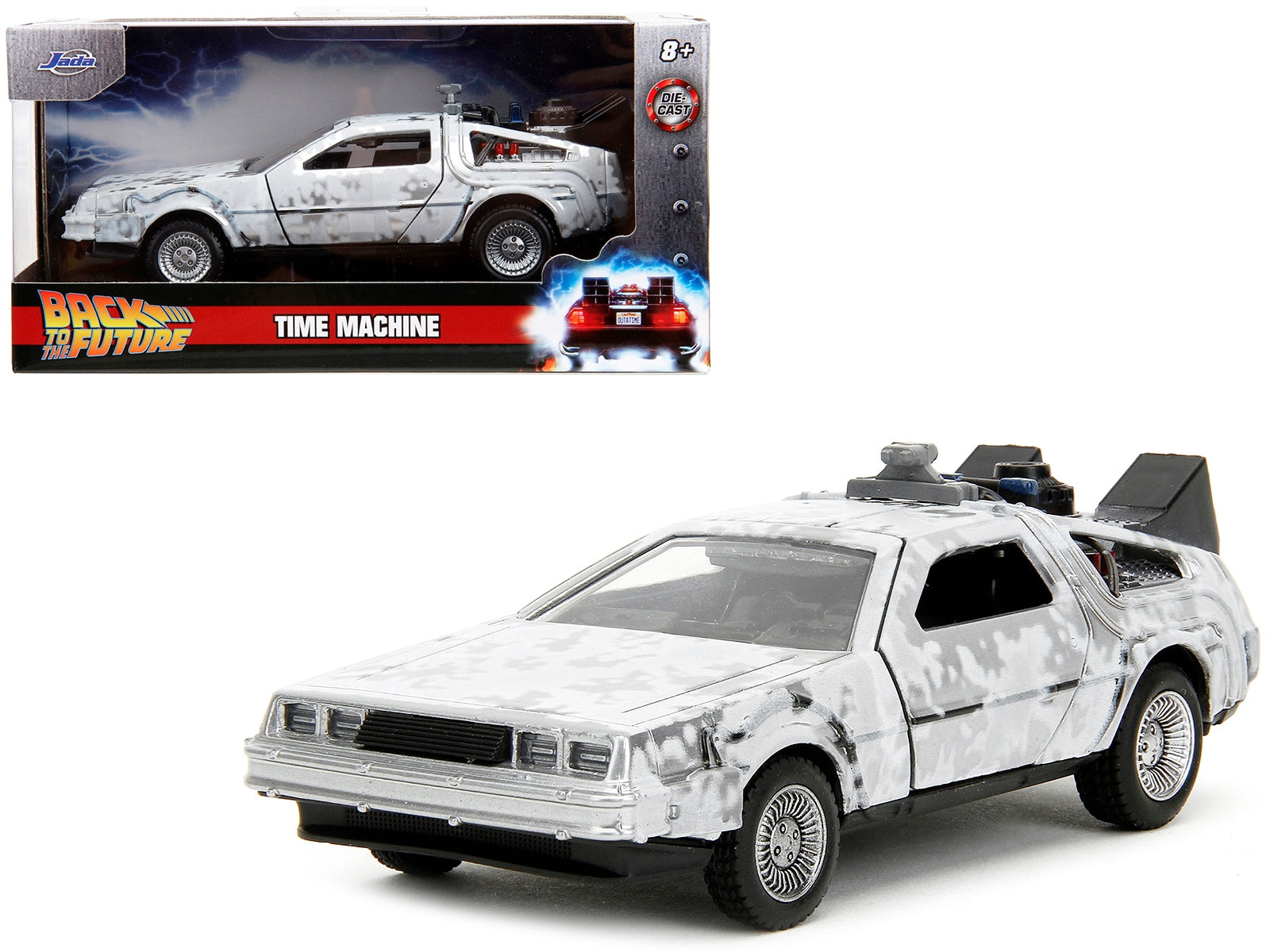 DMC DeLorean Time Machine Brushed Metal (Frost Version) "Back to the Future" (1985) Movie "Hollywood Rides" Series 1/32 Diecast Model Car by Jada Jada