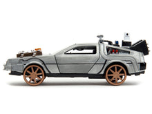 Load image into Gallery viewer, DeLorean DMC (Time Machine) Brushed Metal Train Wheel Version &quot;Back to the Future Part III&quot; (1990) Movie &quot;Hollywood Rides&quot; Series 1/32 Diecast Model Car by Jada Jada
