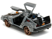 Load image into Gallery viewer, DeLorean DMC (Time Machine) Brushed Metal Train Wheel Version &quot;Back to the Future Part III&quot; (1990) Movie &quot;Hollywood Rides&quot; Series 1/32 Diecast Model Car by Jada Jada
