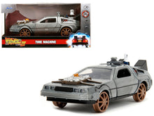 Load image into Gallery viewer, DeLorean DMC (Time Machine) Brushed Metal Train Wheel Version &quot;Back to the Future Part III&quot; (1990) Movie &quot;Hollywood Rides&quot; Series 1/32 Diecast Model Car by Jada Jada
