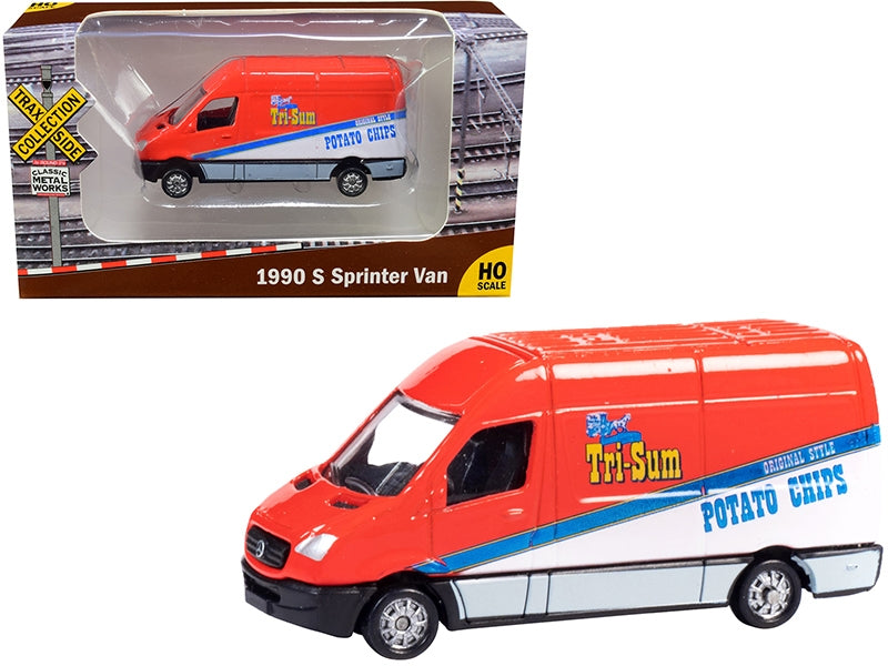 1990 Mercedes Benz Sprinter Van Red and White "Tri-Sum Potato Chips" "TraxSide Collection" 1/87 (HO) Scale Diecast Model by Classic Metal Works Classic Metal Works