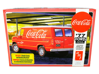 Skill 3 Model Kit 1977 Ford Delivery Van with 2 Bottles Crates and Vending Machine 