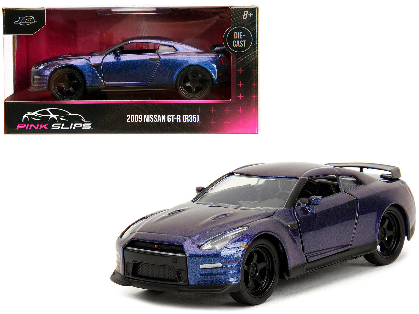 2009 Nissan GT-R (R35) Purple Metallic "Pink Slips" Series 1/32 Diecast Model Car by Jada Jada