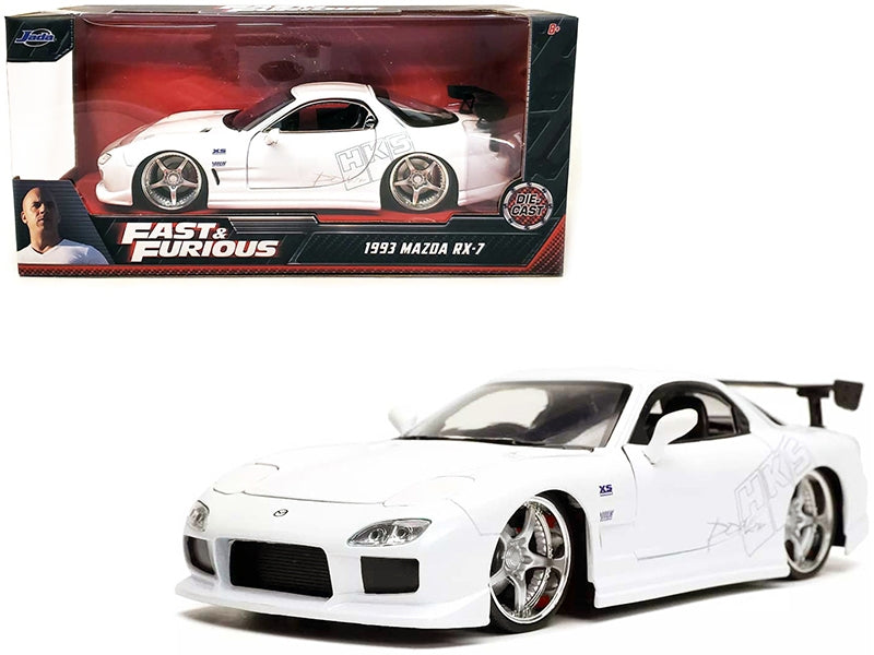 1993 Mazda RX-7 "HKS" White "Fast & Furious" Movie 1/24 Diecast Model Car by Jada Jada