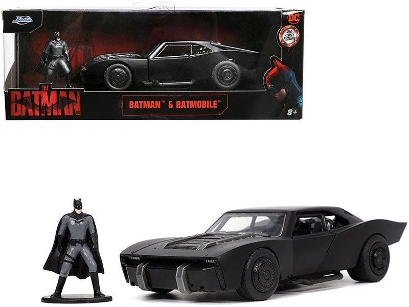 Batmobile Matt Black with Batman Diecast Figurine "The Batman" (2022) Movie "DC Comics" 1/32 Diecast Model Car by Jada Jada