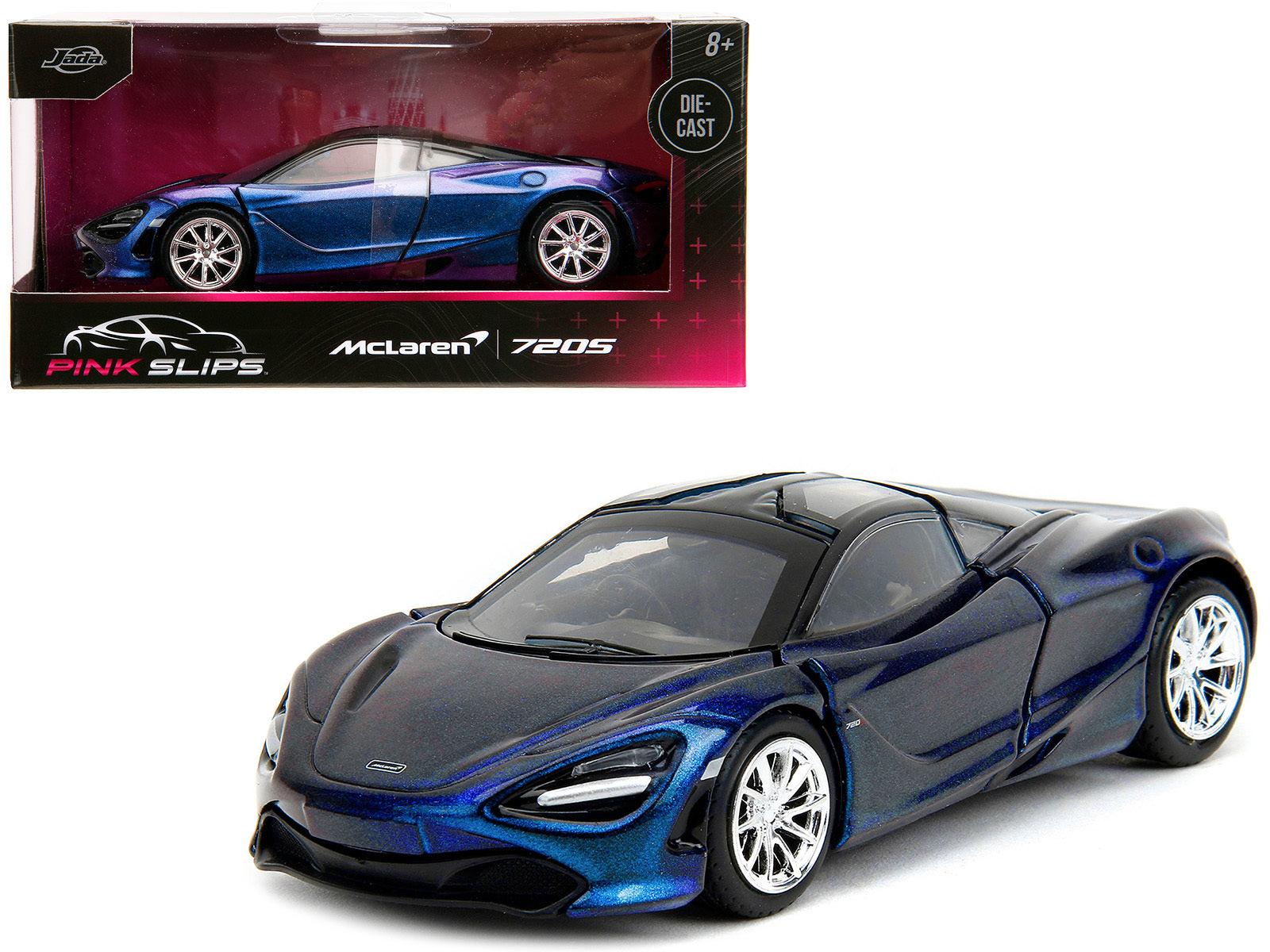 McLaren 720S Blue Metallic with Black Top "Pink Slips" Series 1/32 Diecast Model Car by Jada Jada