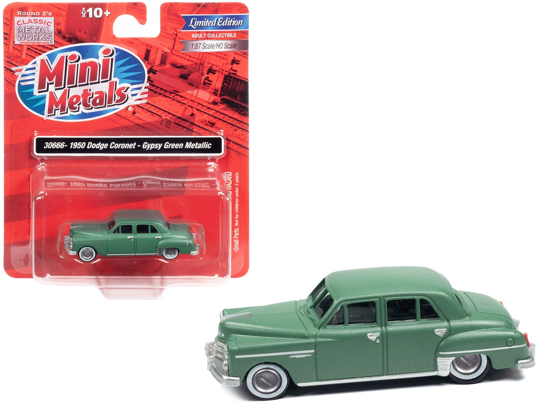 1950 Dodge Coronet Gypsy Green Metallic 1/87 (HO) Scale Model Car by Classic Metal Works Classic Metal Works