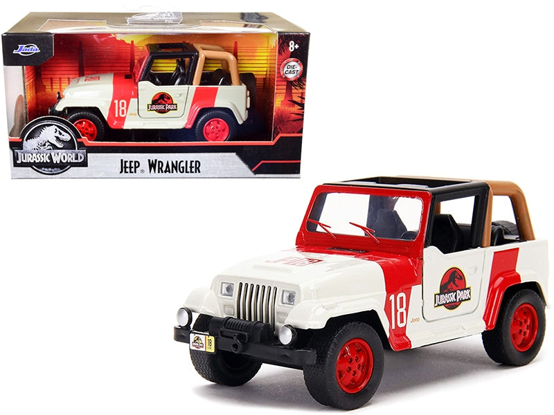 Jeep Wrangler #18 "Jurassic Park" Red and Beige "Jurassic World" 1/32 Diecast Model Car by Jada Jada