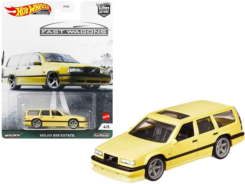 Volvo 850 Estate RHD (Right Hand Drive) with Sunroof Light Yellow "Fast Wagons" Series Diecast Model Car by Hot Wheels Hotwheels