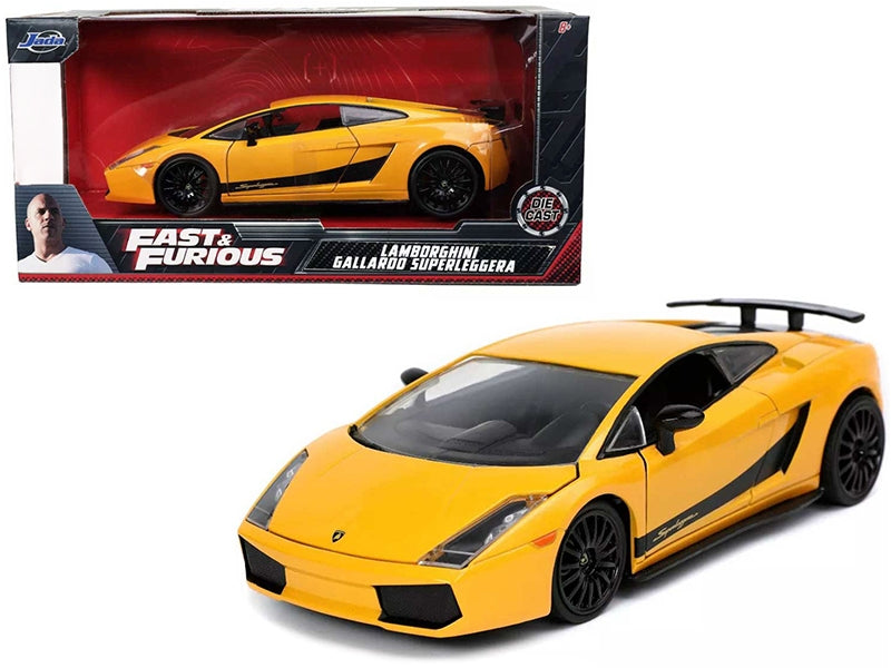 Lamborghini Gallardo Superleggera Yellow with Black Stripes "Fast & Furious" Movie 1/24 Diecast Model Car by Jada Jada