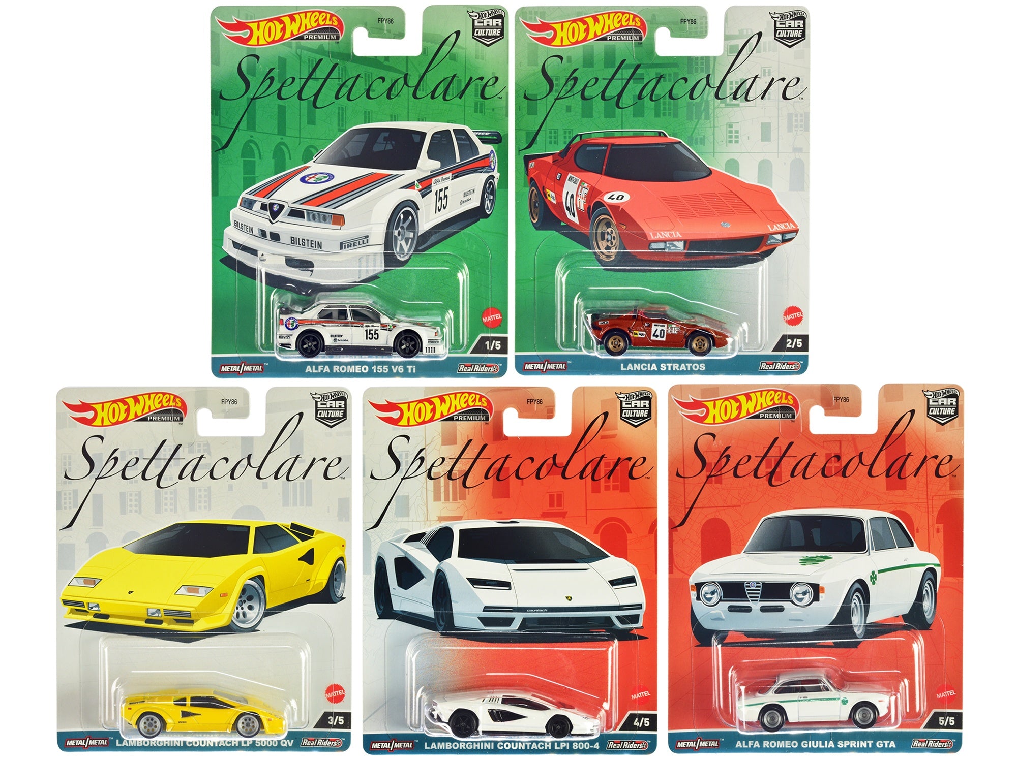 "Spettacolare" 5 piece Set "Car Culture" Series Diecast Model Cars by Hot Wheels Hotwheels