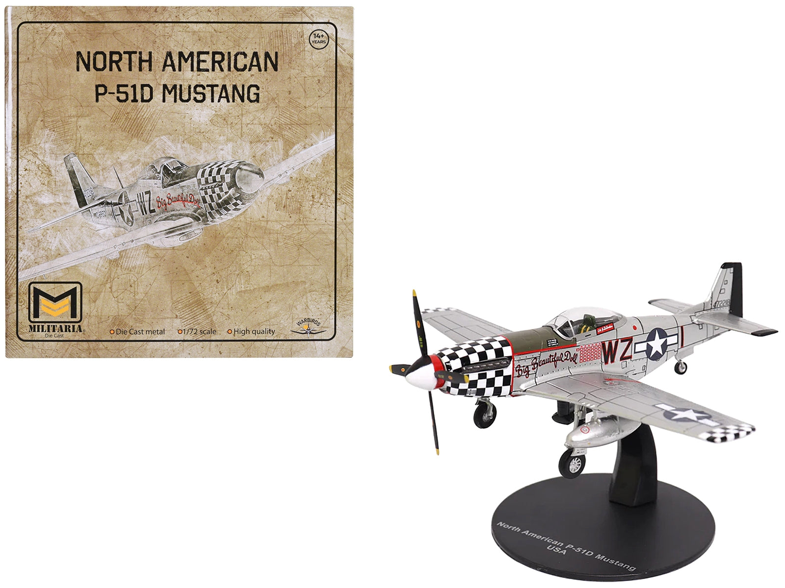 North American P-51D Mustang Fighter Aircraft "John Landers 'Big Beautiful Doll' 84th Fighter Squadron 78th Fighter Group RAF Duxford England" (1944) United States Army Air Force 1/72 Diecast Model by Militaria Die Cast Militaria Die Cast