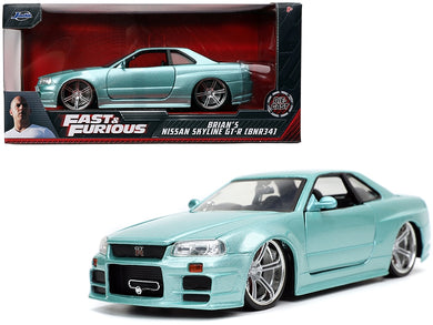 Brian's Nissan Skyline GT-R (BNR34) RHD (Right Hand Drive) Turquoise Metallic 