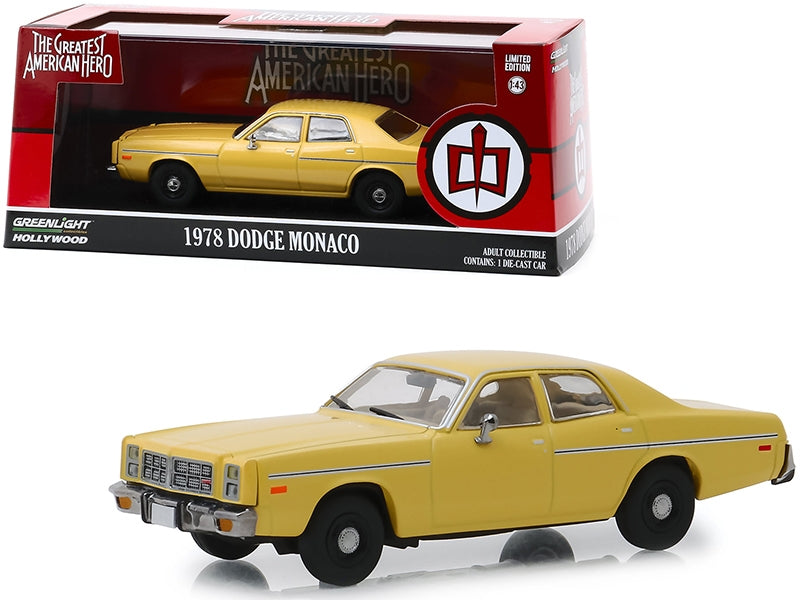 1978 Dodge Monaco Yellow "The Greatest American Hero" (1981-1983) TV Series  1/43 Diecast Model Car by Greenlight Greenlight