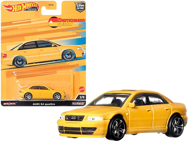 Audi S4 Quattro with Sunroof Yellow "Deutschland Design" Series Diecast Model Car by Hot Wheels Hotwheels