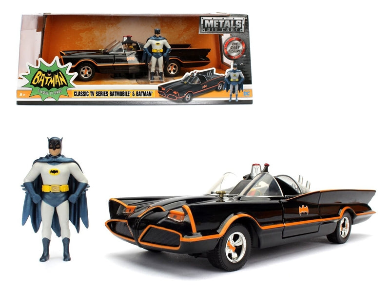 1966 Classic TV Series Batmobile with Diecast Batman and Plastic Robin in the car 1/24 Diecast Model Car by Jada Jada