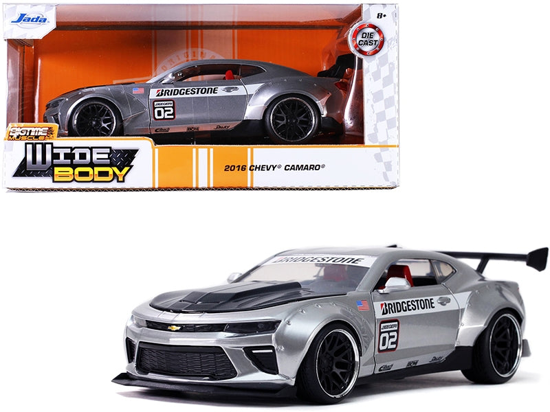 2016 Chevrolet Camaro Widebody #02 "Bridgestone" Silver "Bigtime Muscle" 1/24 Diecast Model Car by Jada Jada