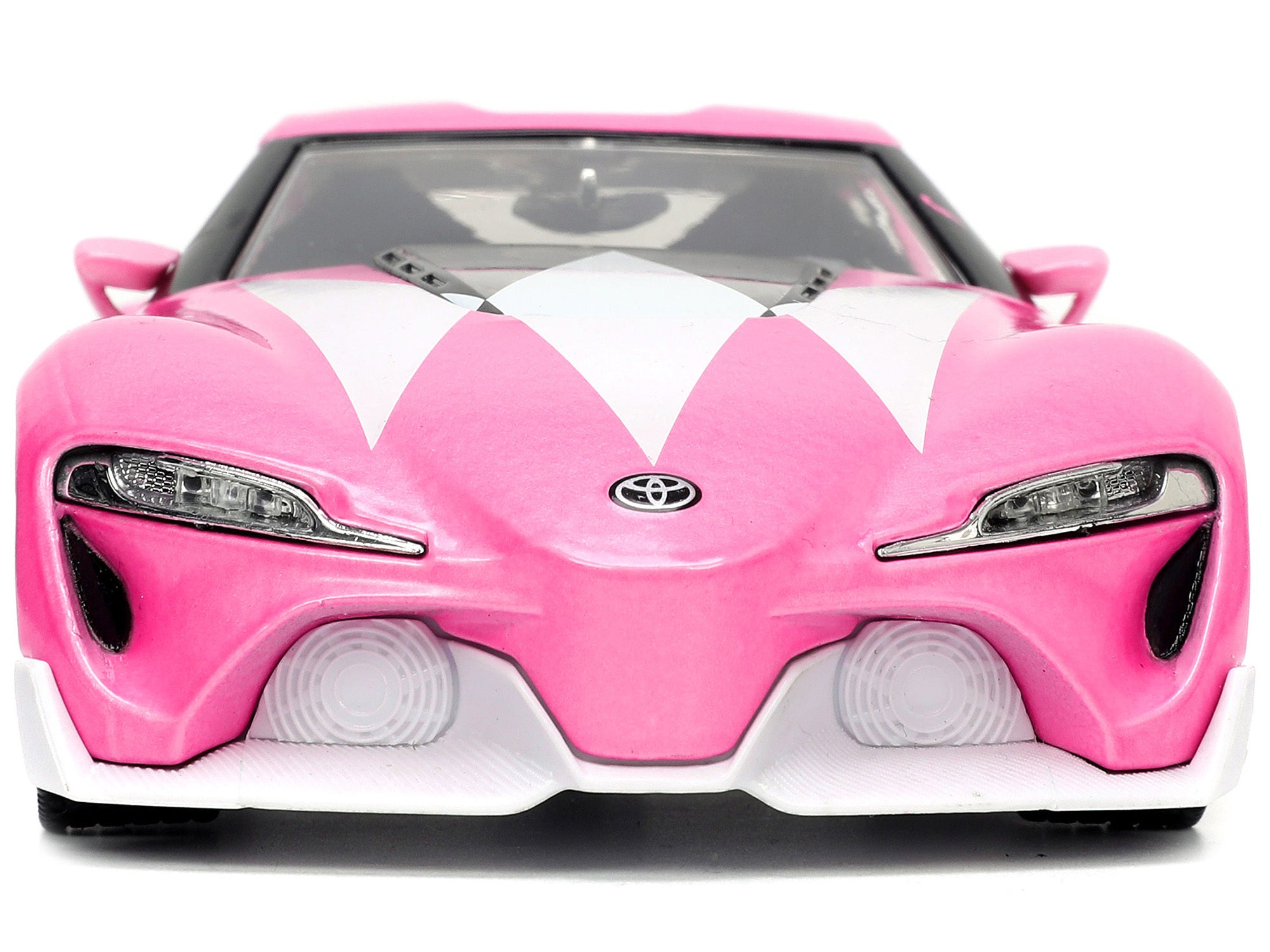 Toyota FT-1 Concept Pink Metallic and Pink Ranger Diecast Figurine "Power Rangers" "Hollywood Rides" Series 1/24 Diecast Model Car by Jada Jada