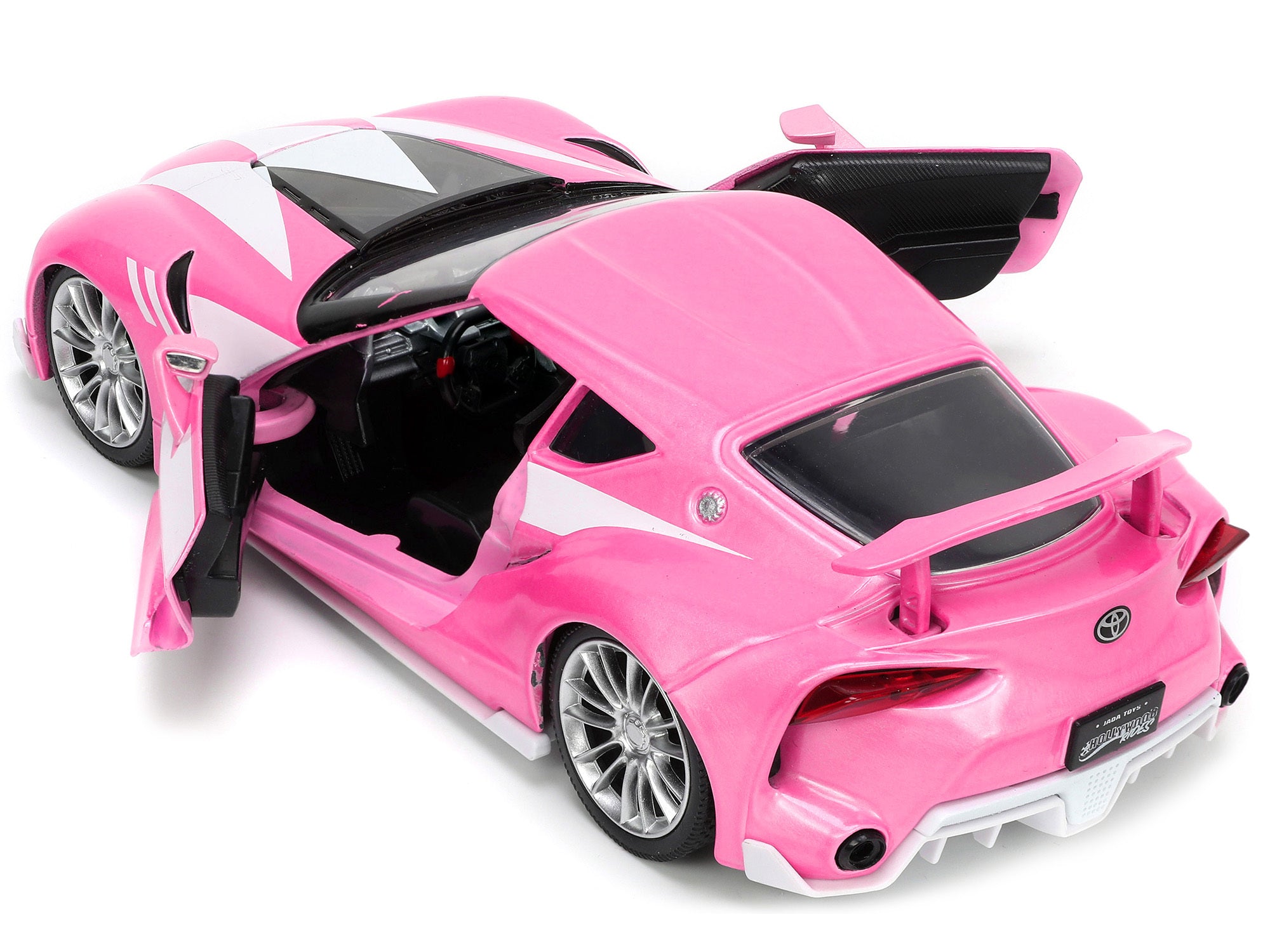 Toyota FT-1 Concept Pink Metallic and Pink Ranger Diecast Figurine "Power Rangers" "Hollywood Rides" Series 1/24 Diecast Model Car by Jada Jada