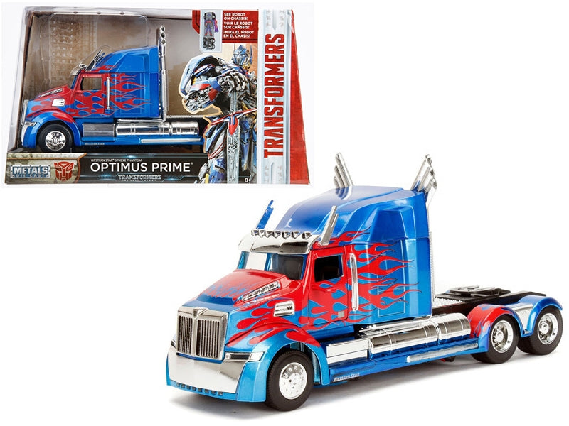 Western Star 5700 XE Phantom Optimus Prime with Robot on Chassis "Transformers 5" (2017) Movie "Hollywood Rides" Series 1/24 Diecast Model by Jada Jada