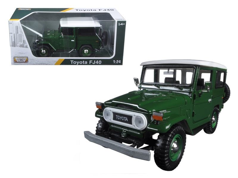 Toyota FJ40 Dark Green with White Top 1/24 Diecast Model Car by Motormax Motormax