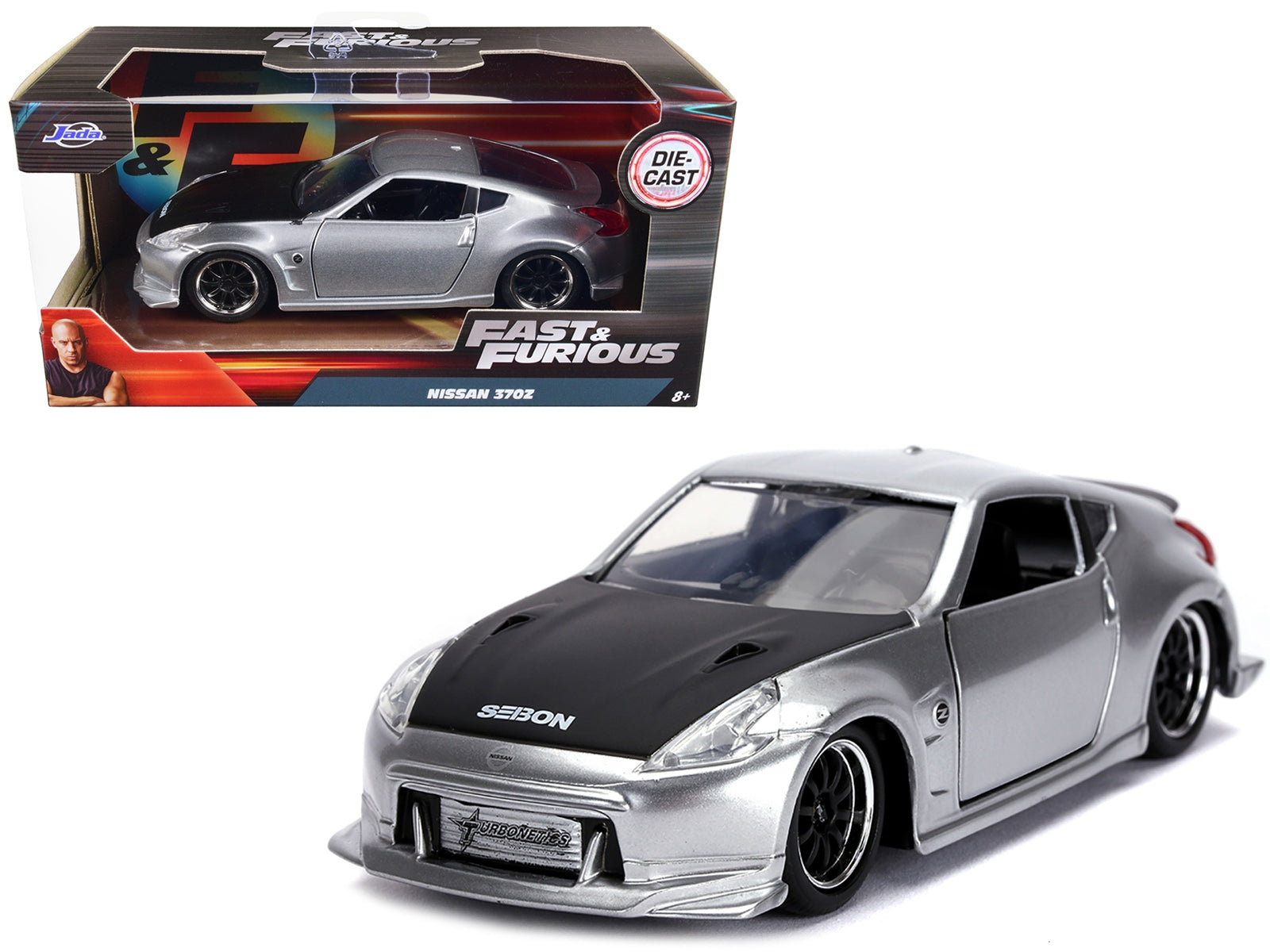 Nissan 370Z Silver with Black Hood "Fast & Furious" Series 1/32 Diecast Model Car by Jada Jada