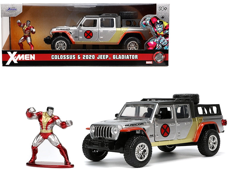 2020 Jeep Gladiator Pickup Truck Silver and Colossus Diecast Figurine "X-Men" Marvel "Hollywood Rides" Series 1/32 Diecast Model Car by Jada Jada