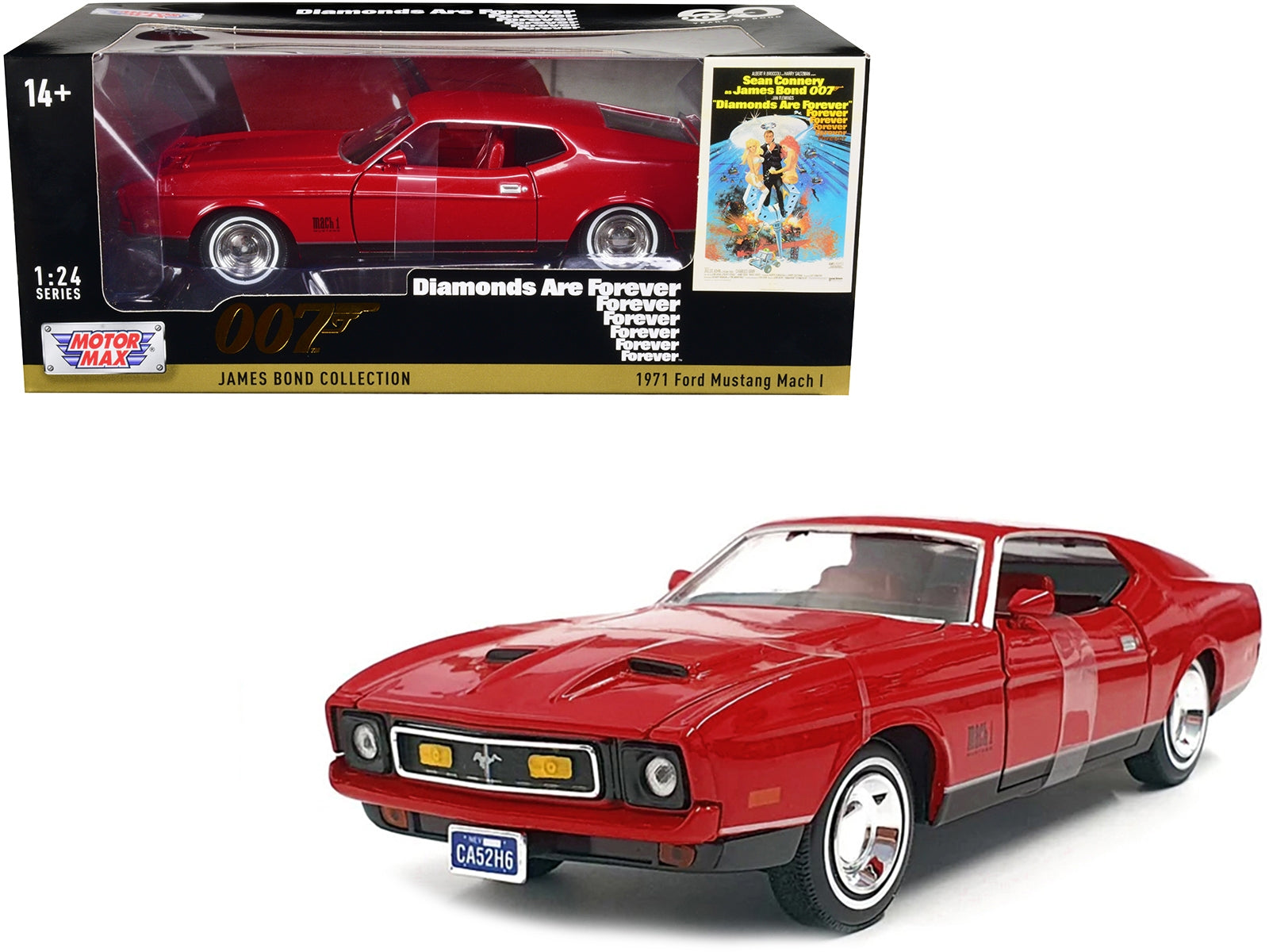 1971 Ford Mustang Mach 1 Red James Bond 007 "Diamonds are Forever" (1971) Movie "James Bond Collection" Series 1/24 Diecast Model Car by Motormax Motormax