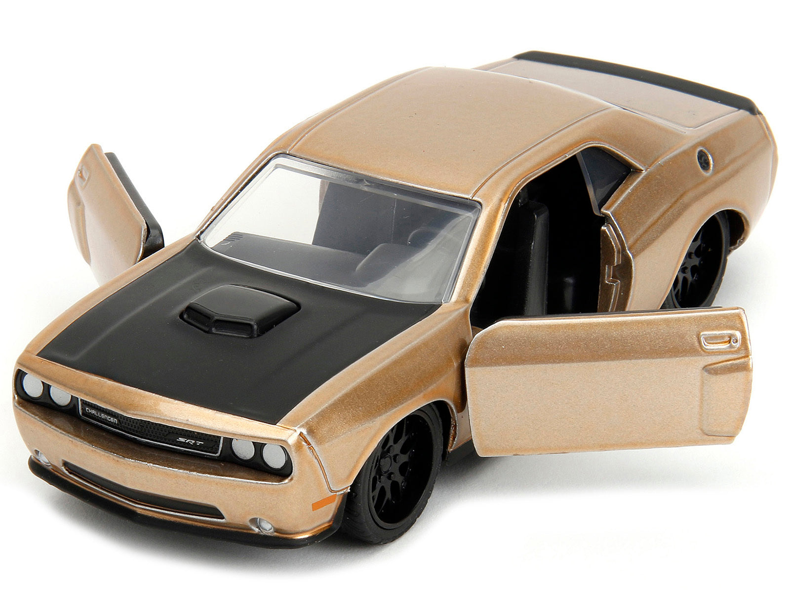 2012 Dodge Challenger SRT8 Gold Metallic with Black Hood "Pink Slips" Series 1/32 Diecast Model Car by Jada Jada