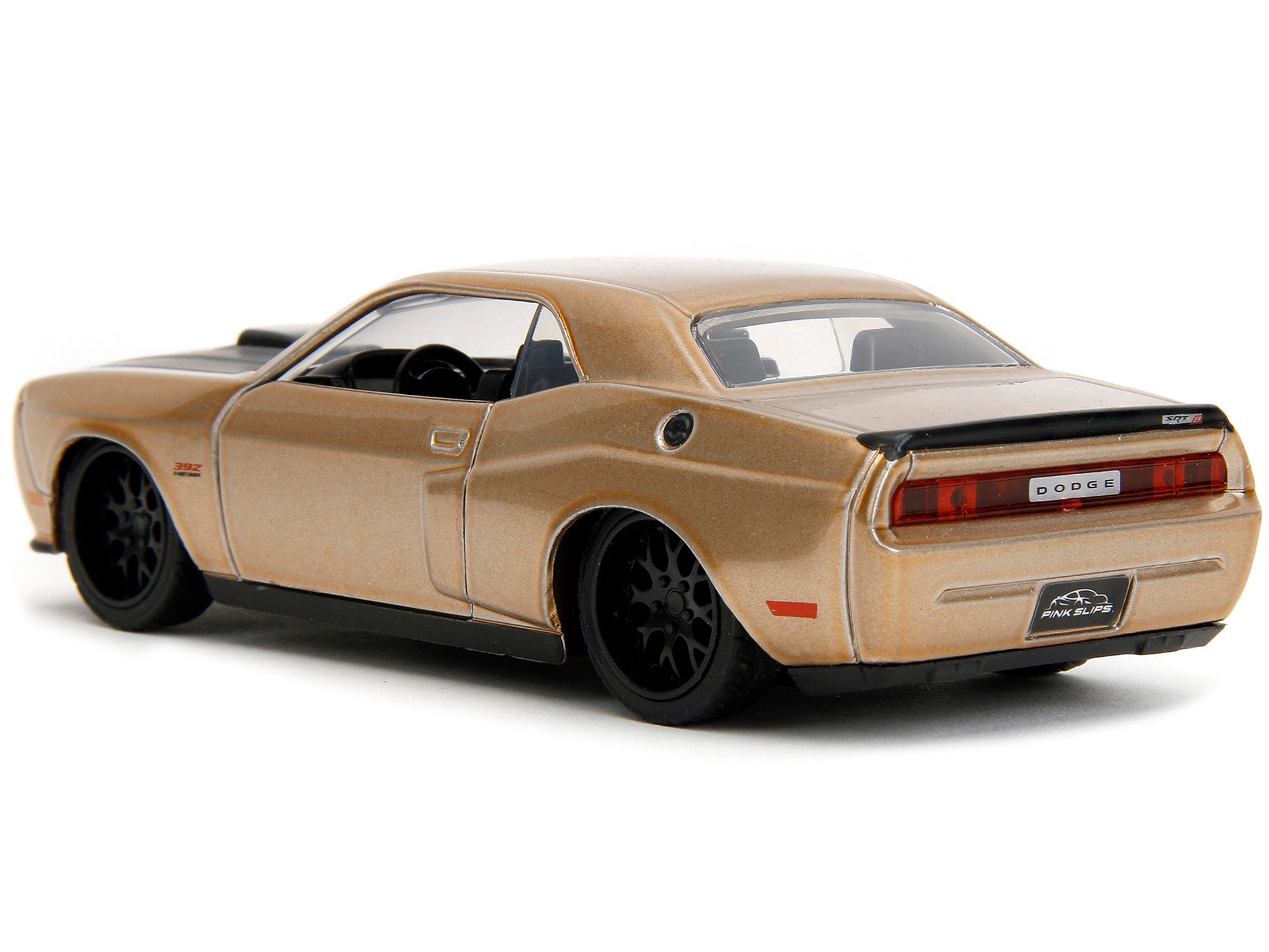 2012 Dodge Challenger SRT8 Gold Metallic with Black Hood "Pink Slips" Series 1/32 Diecast Model Car by Jada Jada